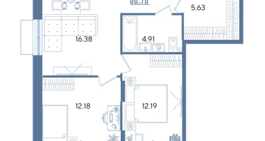 2-к. квартира, 68&nbsp;м²