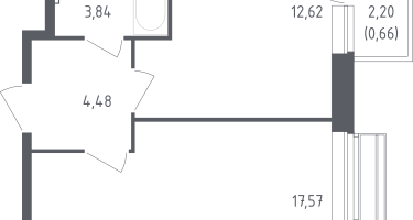 1-к. квартира, 38&nbsp;м²