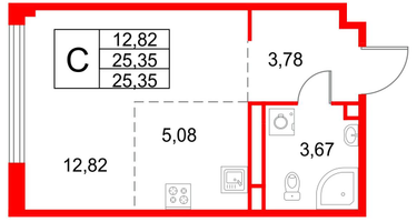 Студия, 25&nbsp;м²