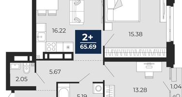 2-к. квартира, 62 м²