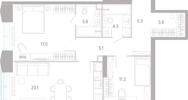 2-к. квартира, 70&nbsp;м²
