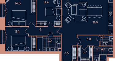 4-к. квартира, 99&nbsp;м²
