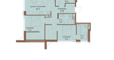 3-к. квартира, 93 м²