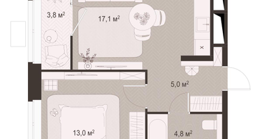 1-к. квартира, 43&nbsp;м²