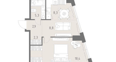 2-к. квартира, 46&nbsp;м²