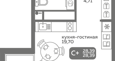 Студия, 28&nbsp;м²