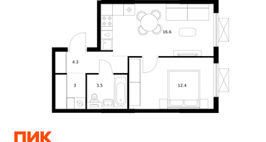 1-к. квартира, 39 м²