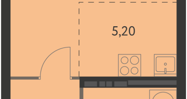 1-к. квартира, 26&nbsp;м²