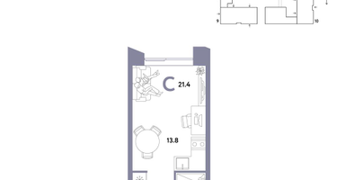 1-к. квартира, 21 м²