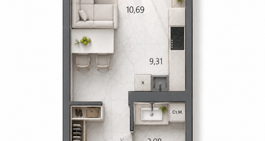 Студия, 29 м²