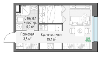 Студия, 27&nbsp;м²
