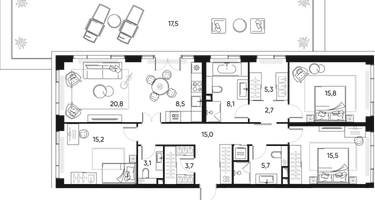 4-к. квартира, 120&nbsp;м²