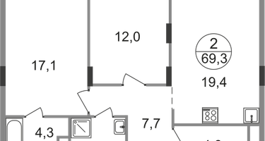 2-к. квартира, 69 м²