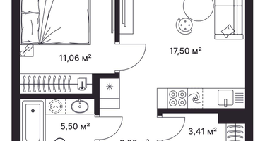 1-к. квартира, 39&nbsp;м²