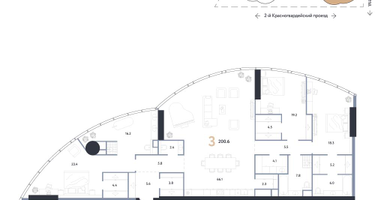 3-к. квартира, 200&nbsp;м²