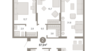 2-к. квартира, 87 м²
