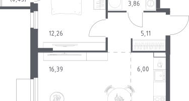 Студия, 44&nbsp;м²