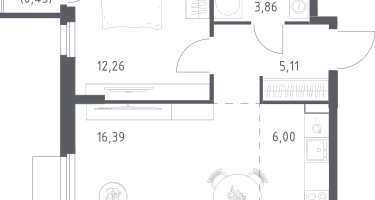 Студия, 44&nbsp;м²