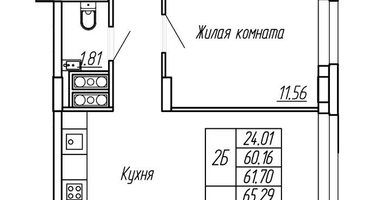 2-к. квартира, 61&nbsp;м²