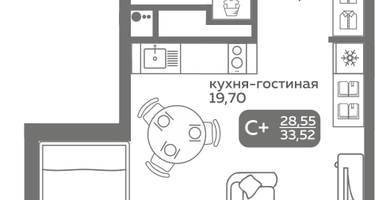 Студия, 28 м²