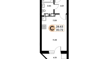 Студия, 28&nbsp;м²