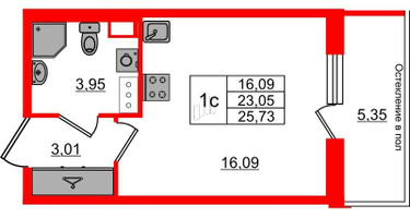Студия, 23&nbsp;м²