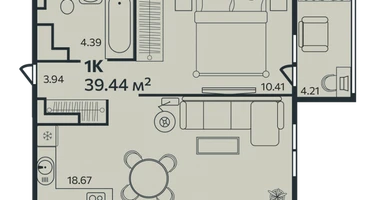 Студия, 39&nbsp;м²