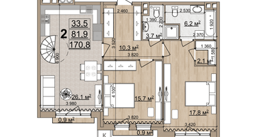 2-к. квартира, 170&nbsp;м²