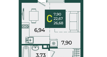 Студия, 26&nbsp;м²