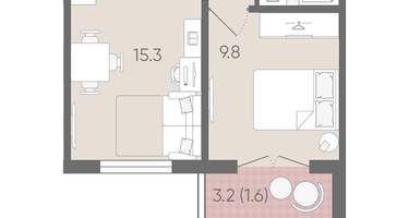 1-к. квартира, 33 м²