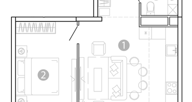 2-к. квартира, 44&nbsp;м²
