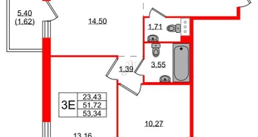2-к. квартира, 53 м²