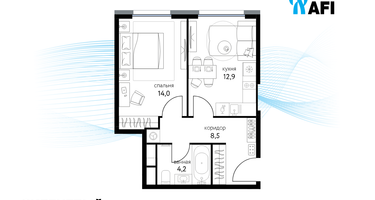 1-к. квартира, 39&nbsp;м²