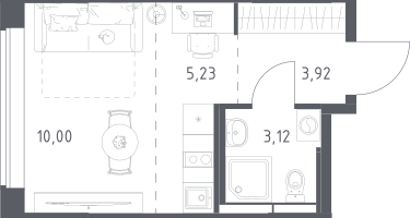 1-к. квартира, 22&nbsp;м²