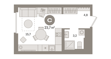Студия, 23&nbsp;м²