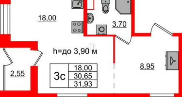 Студия, 30 м²