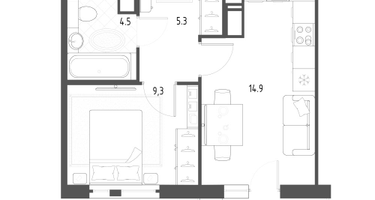 1-к. квартира, 35&nbsp;м²