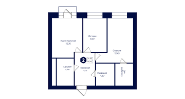 2-к. квартира, 56&nbsp;м²