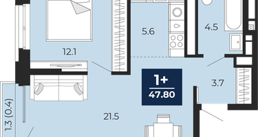 1-к. квартира, 47&nbsp;м²