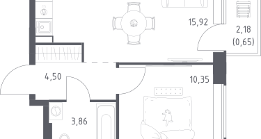 1-к. квартира, 35&nbsp;м²