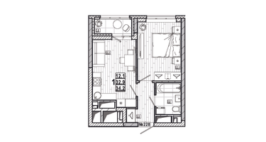 1-к. квартира, 34&nbsp;м²
