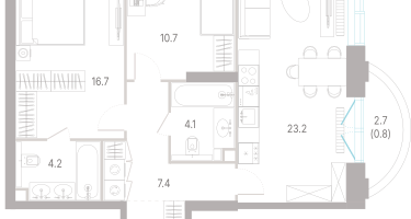 2-к. квартира, 75&nbsp;м²