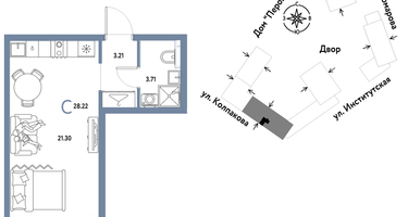 Студия, 28&nbsp;м²