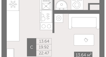 Студия, 22 м²