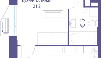 1-к. квартира, 46&nbsp;м²