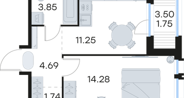 1-к. квартира, 37&nbsp;м²