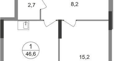 1-к. квартира, 46 м²