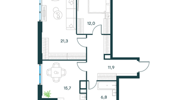 2-к. квартира, 67&nbsp;м²