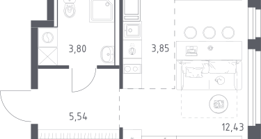 Студия, 25&nbsp;м²