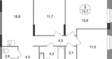 3-к. квартира, 73&nbsp;м²